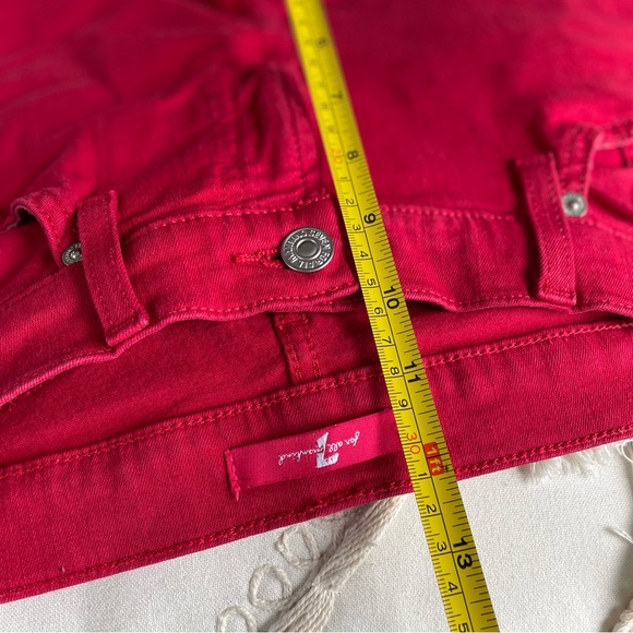 7 FOR ALL MANKIND | 28 | Frayed Hem Cigarette Skinny Cotton High Cropped Jeans - Picture 6 of 15